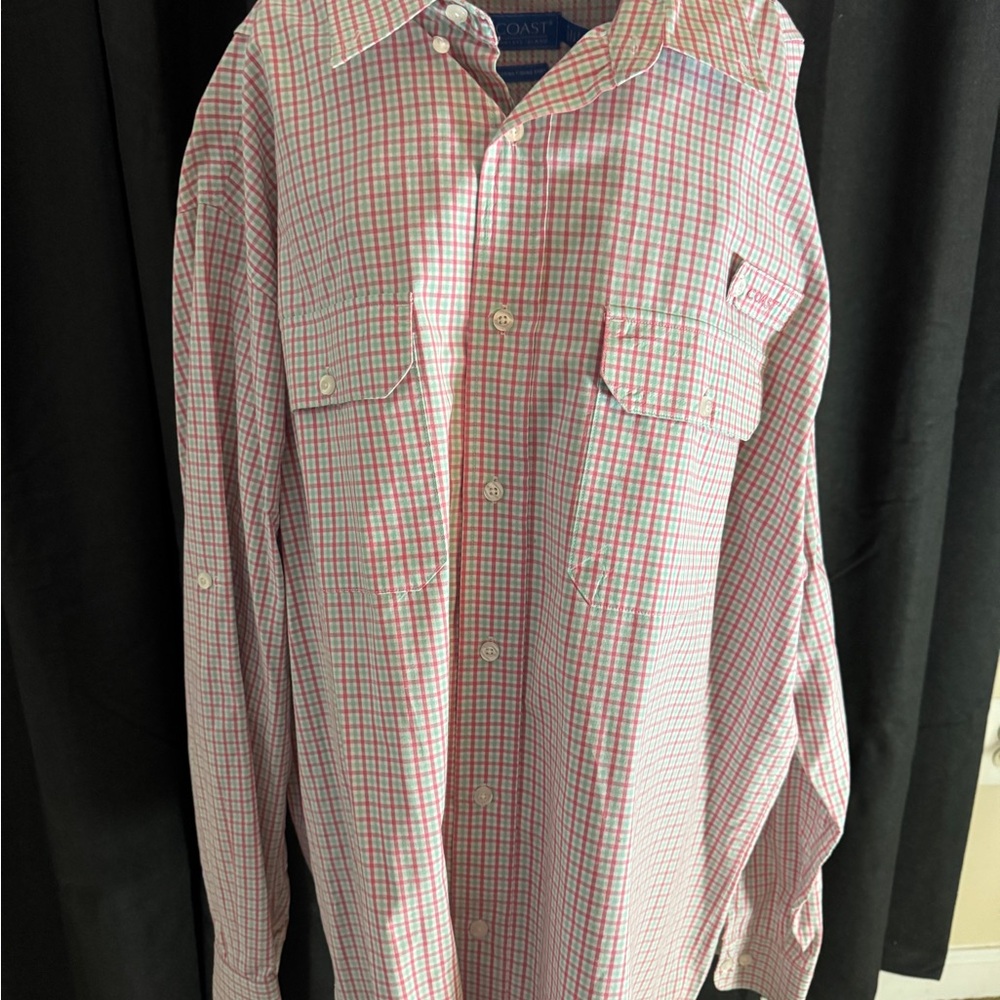 Men's Pink + Green Checkered Fishing Shirt